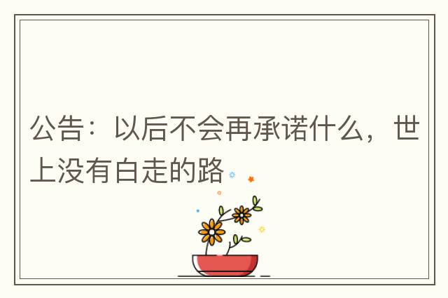 公告：以后不會(huì )再承諾什么，世上沒(méi)有白走的路