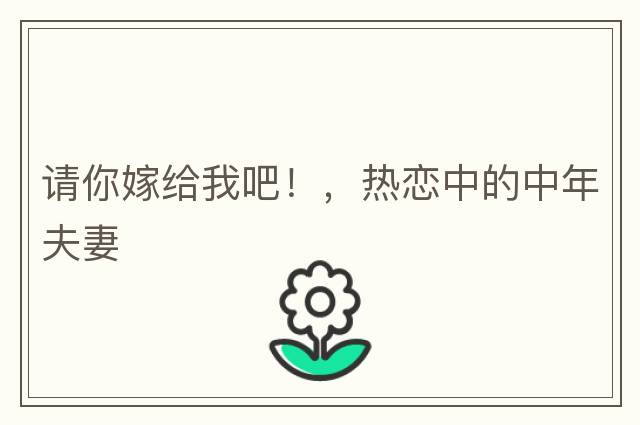 請你嫁給我吧！，熱戀中的中年夫妻