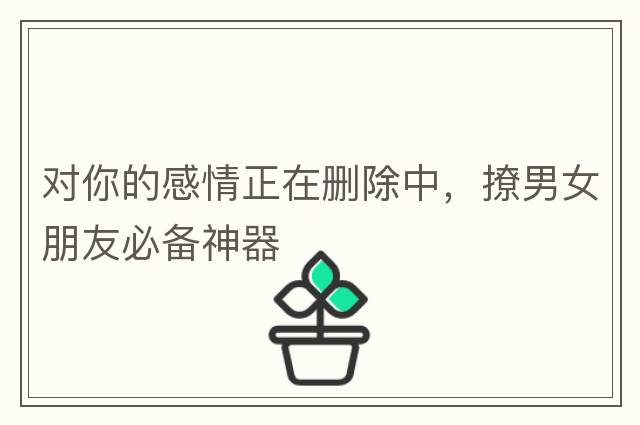 對你的感情正在刪除中，撩男女朋友必備神器