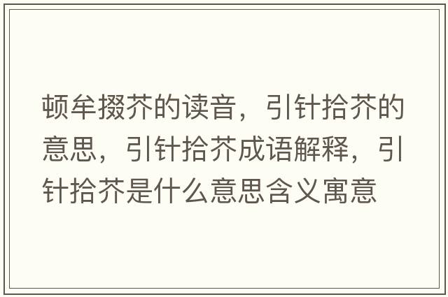 頓牟掇芥的讀音，引針拾芥的意思，引針拾芥成語(yǔ)解釋?zhuān)樖敖媸鞘裁匆馑己x寓意