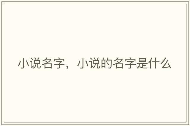 小說(shuō)名字，小說(shuō)的名字是什么