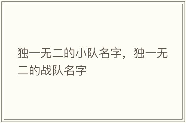 獨一無(wú)二的小隊名字，獨一無(wú)二的戰隊名字