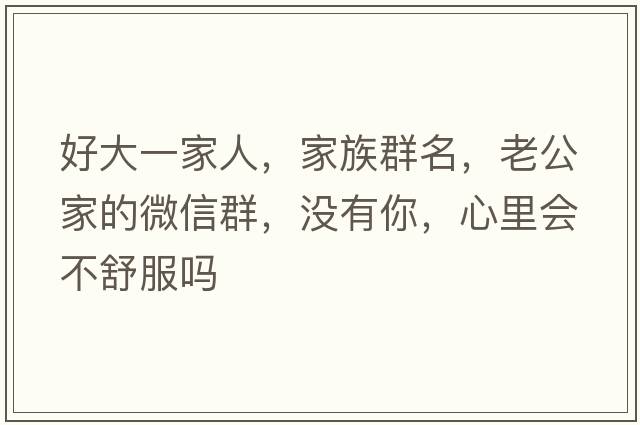 好大一家人，家族群名，老公家的微信群，沒(méi)有你，心里會(huì )不舒服嗎