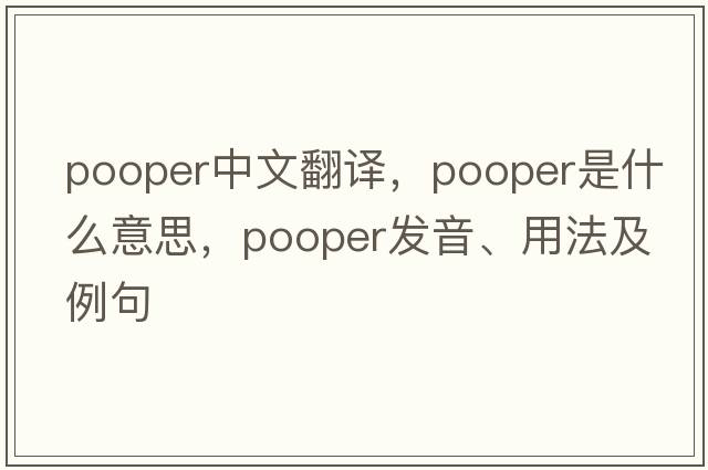 pooper中文翻譯，pooper是什么意思，pooper發(fā)音、用法及例句