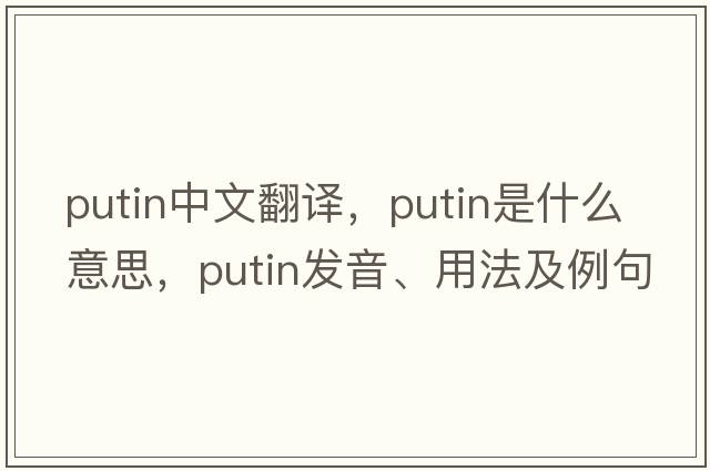 Putin中文翻譯，Putin是什么意思，Putin發(fā)音、用法及例句