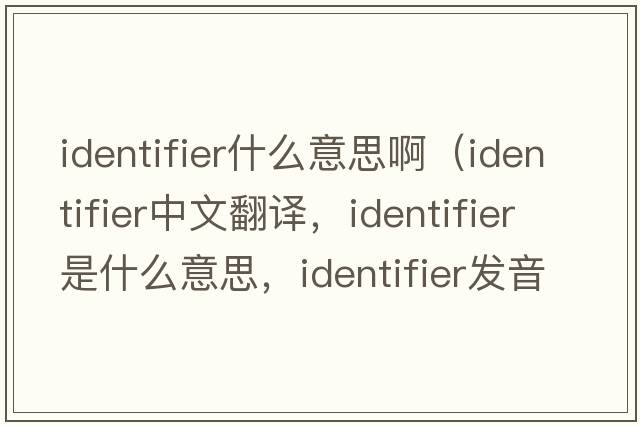 identifier什么意思?。╥dentifier中文翻譯，identifier是什么意思，identifier發(fā)音、用法及例句）