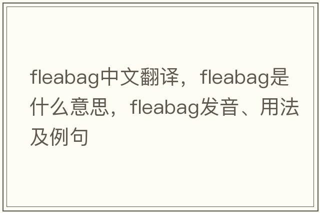 fleabag中文翻譯，fleabag是什么意思，fleabag發(fā)音、用法及例句