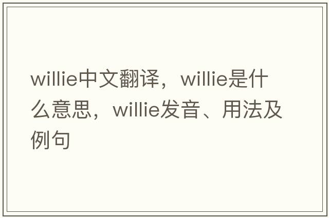 willie中文翻譯，willie是什么意思，willie發(fā)音、用法及例句
