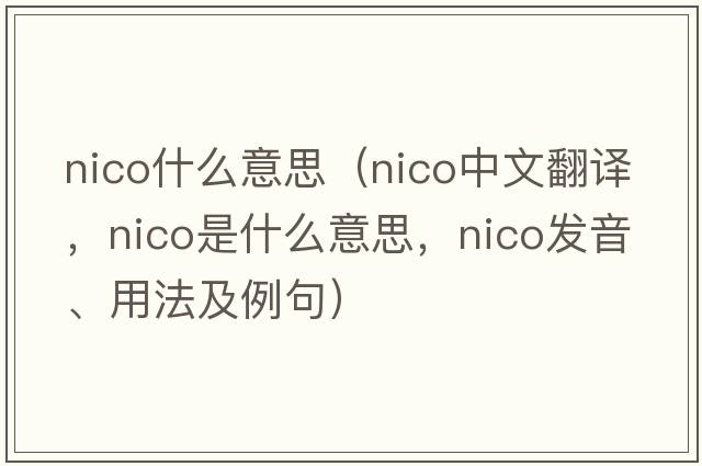 nico什么意思（NICO中文翻譯，NICO是什么意思，NICO發(fā)音、用法及例句）