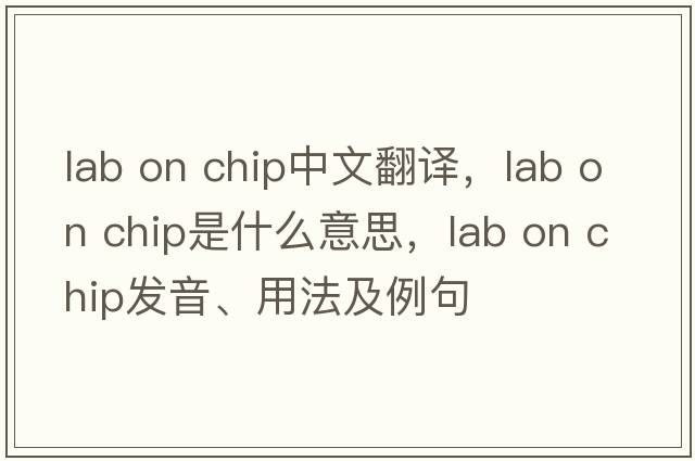 lab on chip中文翻譯，lab on chip是什么意思，lab on chip發(fā)音、用法及例句