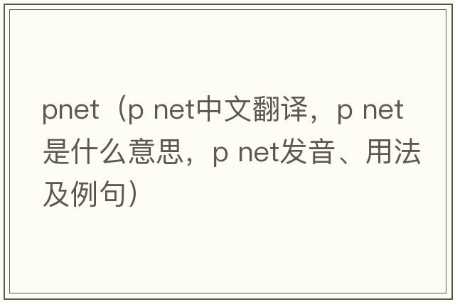 pnet（p net中文翻譯，p net是什么意思，p net發(fā)音、用法及例句）