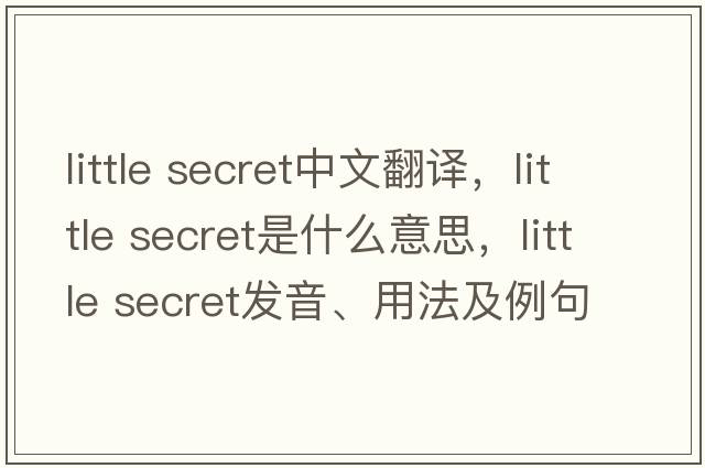 little secret中文翻譯，little secret是什么意思，little secret發(fā)音、用法及例句