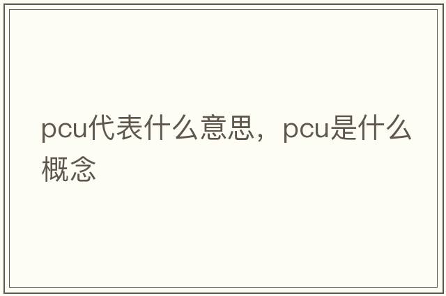 pcu代表什么意思，pcu是什么概念
