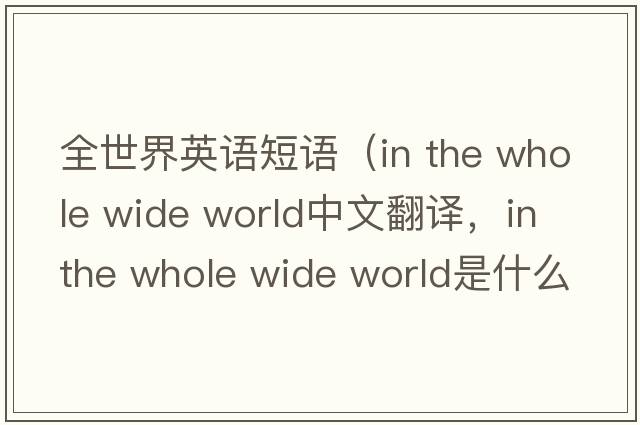 全世界英語(yǔ)短語(yǔ)（in the whole wide world中文翻譯，in the whole wide world是什么意思，in the whole wide world發(fā)音、用法及例句）