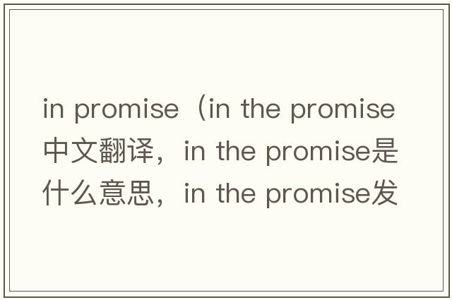 in promise（in the promise中文翻譯，in the promise是什么意思，in the promise發(fā)音、用法及例句）