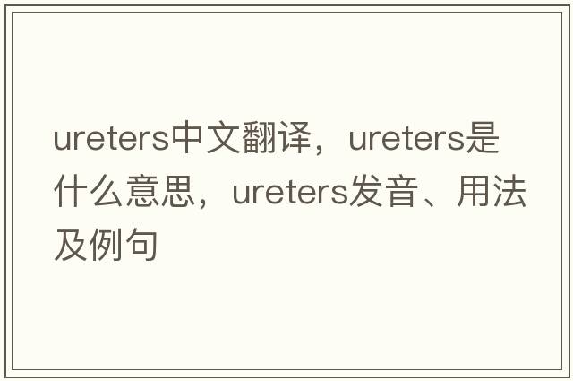 Ureters中文翻譯，Ureters是什么意思，Ureters發(fā)音、用法及例句