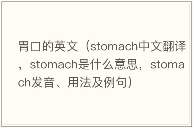 胃口的英文（stomach中文翻譯，stomach是什么意思，stomach發(fā)音、用法及例句）