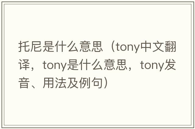 托尼是什么意思（tony中文翻譯，tony是什么意思，tony發(fā)音、用法及例句）