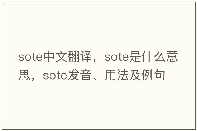 SOTE中文翻譯，SOTE是什么意思，SOTE發(fā)音、用法及例句