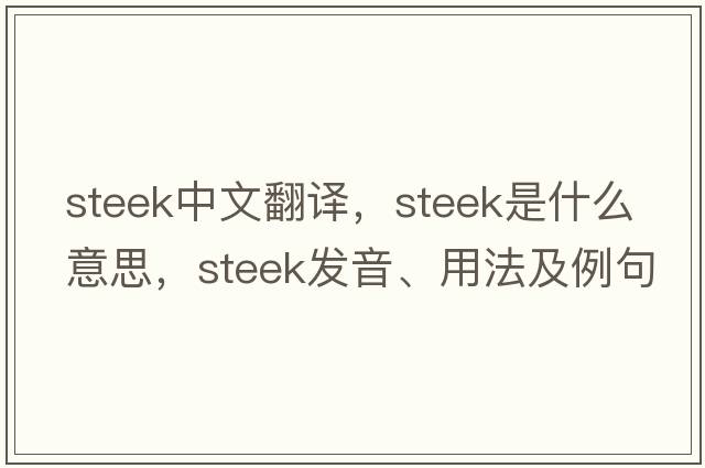 steek中文翻譯，steek是什么意思，steek發(fā)音、用法及例句