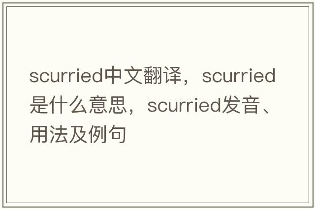 scurried中文翻譯，scurried是什么意思，scurried發(fā)音、用法及例句