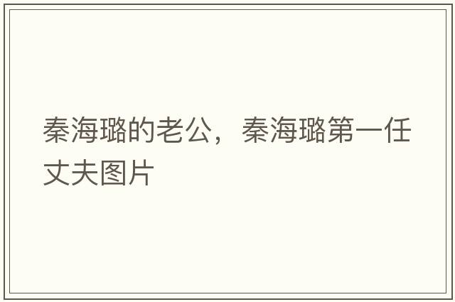 秦海璐的老公，秦海璐第一任丈夫圖片