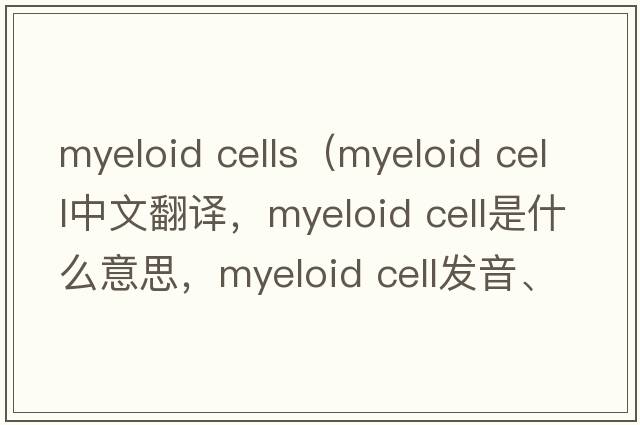 myeloid cells（myeloid cell中文翻譯，myeloid cell是什么意思，myeloid cell發(fā)音、用法及例句）