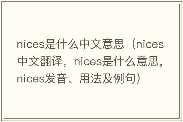 nices是什么中文意思（nices中文翻譯，nices是什么意思，nices發(fā)音、用法及例句）