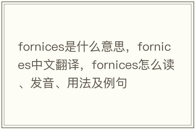 fornices是什么意思，fornices中文翻譯，fornices怎么讀、發(fā)音、用法及例句