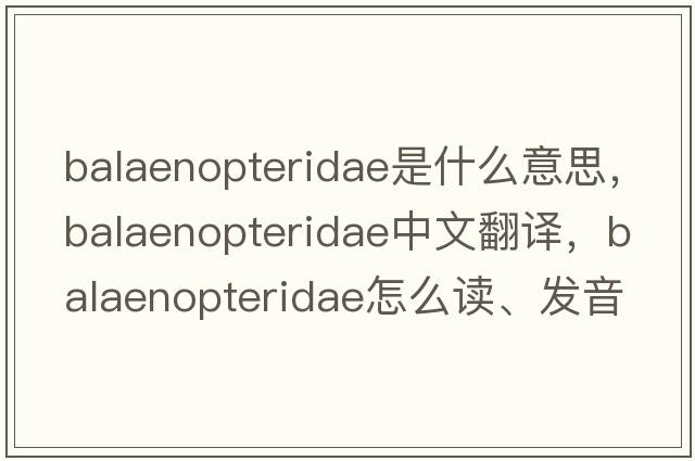 Balaenopteridae是什么意思，Balaenopteridae中文翻譯，Balaenopteridae怎么讀、發(fā)音、用法及例句