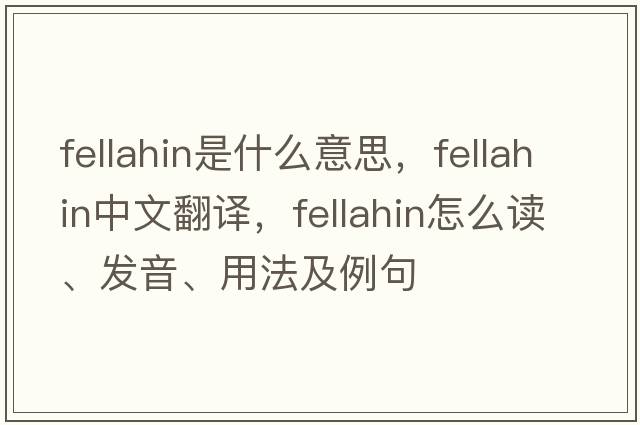 fellahin是什么意思，fellahin中文翻譯，fellahin怎么讀、發(fā)音、用法及例句
