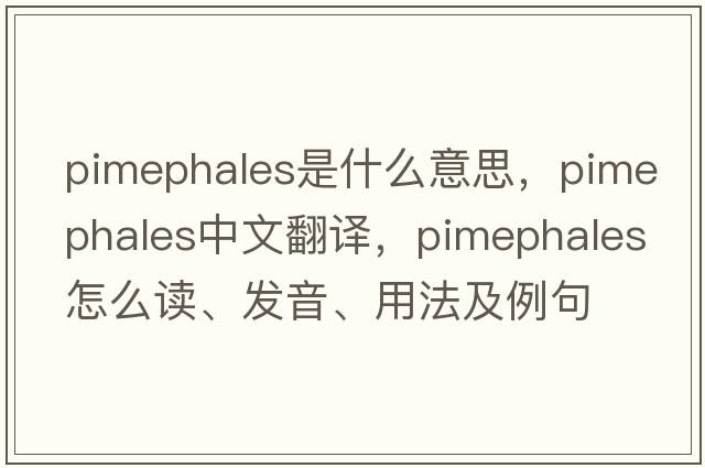 Pimephales是什么意思，Pimephales中文翻譯，Pimephales怎么讀、發(fā)音、用法及例句