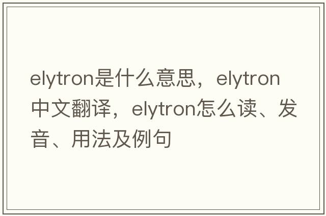 elytron是什么意思，elytron中文翻譯，elytron怎么讀、發(fā)音、用法及例句