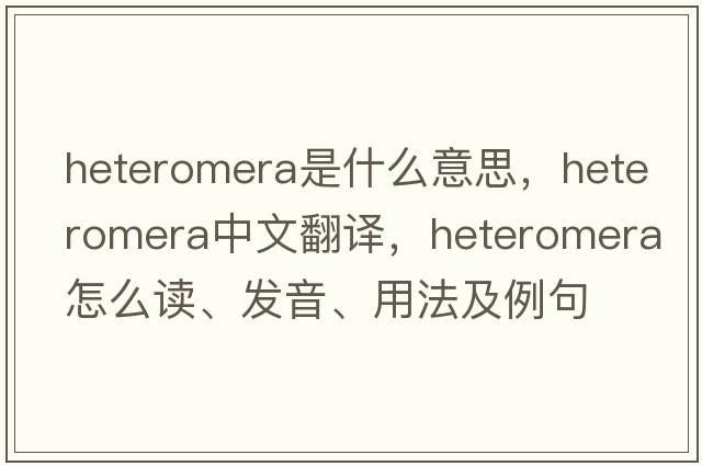 Heteromera是什么意思，Heteromera中文翻譯，Heteromera怎么讀、發(fā)音、用法及例句
