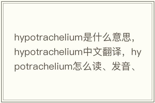 hypotrachelium是什么意思，hypotrachelium中文翻譯，hypotrachelium怎么讀、發(fā)音、用法及例句