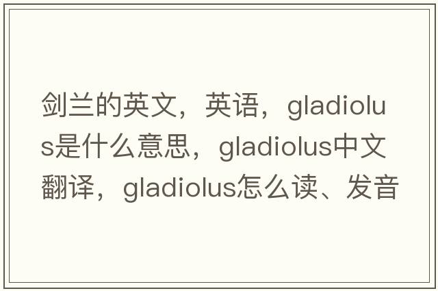劍蘭的英文，英語(yǔ)，gladiolus是什么意思，gladiolus中文翻譯，gladiolus怎么讀、發(fā)音、用法及例句