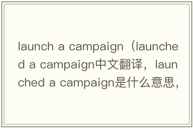 launch a campaign（launched a campaign中文翻譯，launched a campaign是什么意思，launched a campaign發(fā)音、用法及例句）