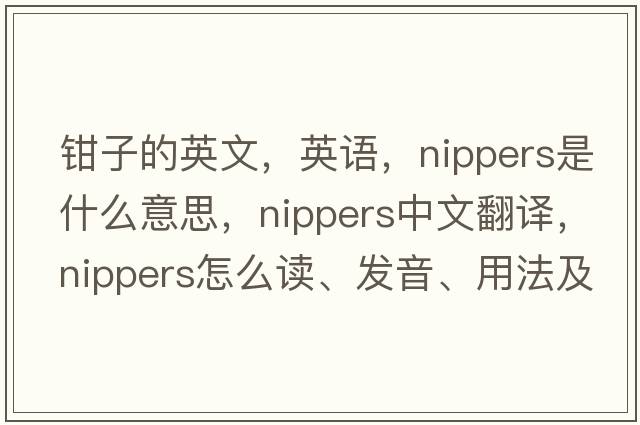 鉗子的英文，英語(yǔ)，nippers是什么意思，nippers中文翻譯，nippers怎么讀、發(fā)音、用法及例句