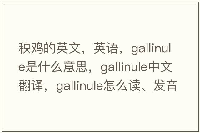秧雞的英文，英語(yǔ)，gallinule是什么意思，gallinule中文翻譯，gallinule怎么讀、發(fā)音、用法及例句