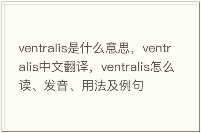 ventralis是什么意思，ventralis中文翻譯，ventralis怎么讀、發(fā)音、用法及例句