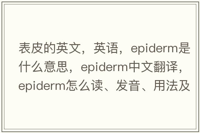 表皮的英文，英語(yǔ)，epiderm是什么意思，epiderm中文翻譯，epiderm怎么讀、發(fā)音、用法及例句