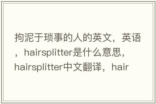 拘泥于瑣事的人的英文，英語(yǔ)，hairsplitter是什么意思，hairsplitter中文翻譯，hairsplitter怎么讀、發(fā)音、用法及例句