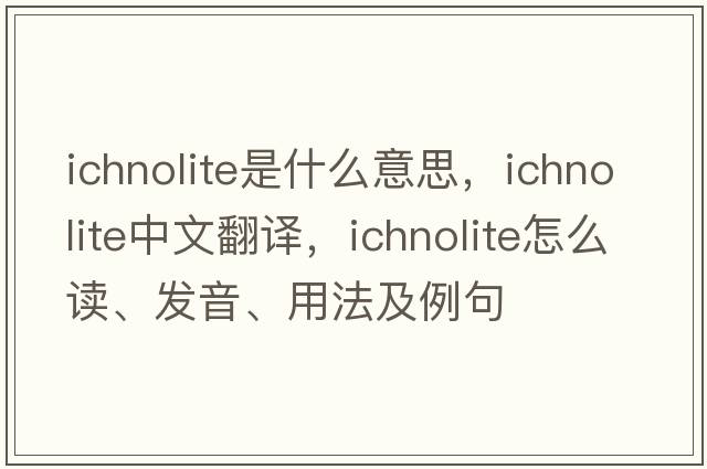 ichnolite是什么意思，ichnolite中文翻譯，ichnolite怎么讀、發(fā)音、用法及例句