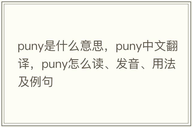 puny是什么意思，puny中文翻譯，puny怎么讀、發(fā)音、用法及例句