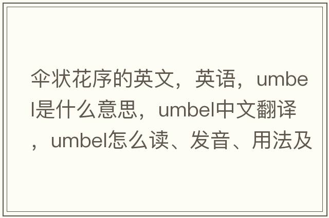 傘狀花序的英文，英語(yǔ)，umbel是什么意思，umbel中文翻譯，umbel怎么讀、發(fā)音、用法及例句
