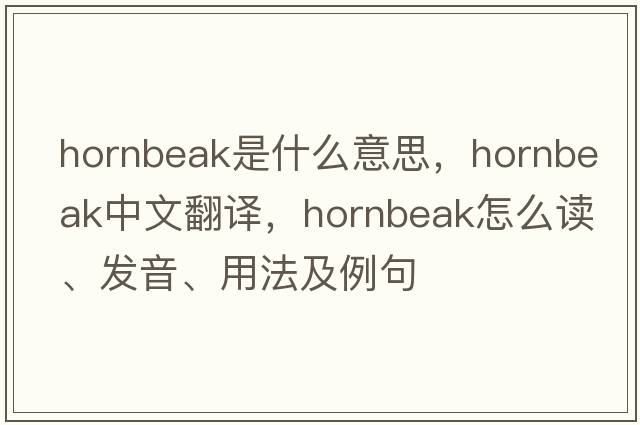 Hornbeak是什么意思，Hornbeak中文翻譯，Hornbeak怎么讀、發(fā)音、用法及例句