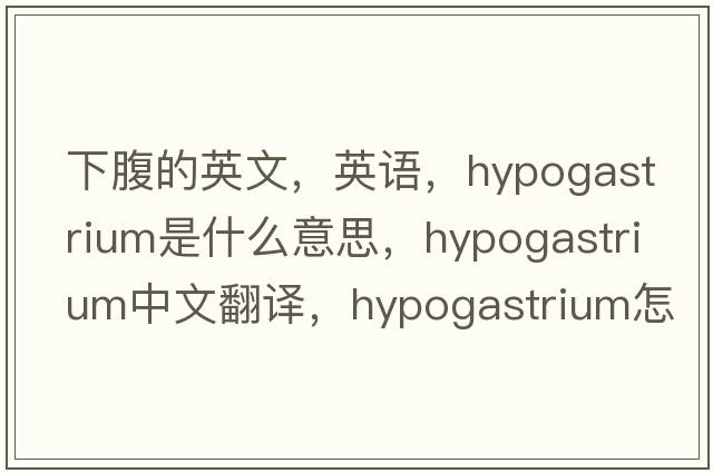 下腹的英文，英語(yǔ)，hypogastrium是什么意思，hypogastrium中文翻譯，hypogastrium怎么讀、發(fā)音、用法及例句