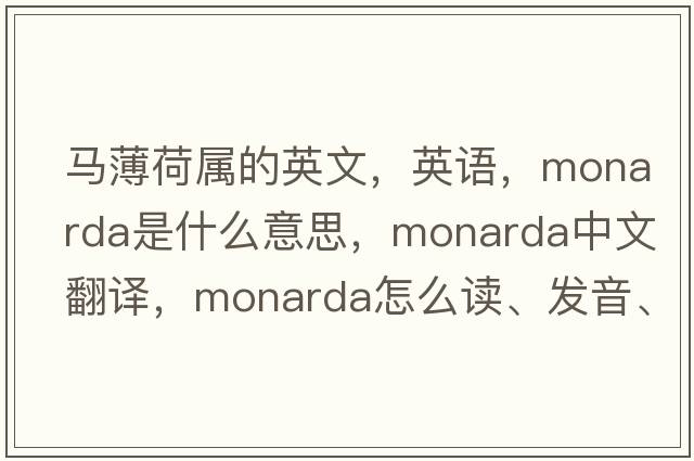 馬薄荷屬的英文，英語(yǔ)，monarda是什么意思，monarda中文翻譯，monarda怎么讀、發(fā)音、用法及例句