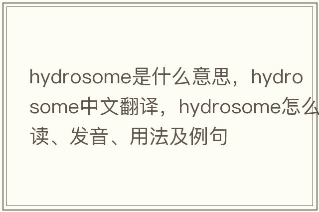 hydrosome是什么意思，hydrosome中文翻譯，hydrosome怎么讀、發(fā)音、用法及例句