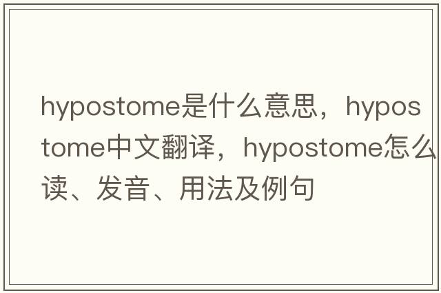 hypostome是什么意思，hypostome中文翻譯，hypostome怎么讀、發(fā)音、用法及例句